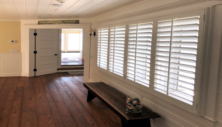 Faux wood plantation shutters in New York